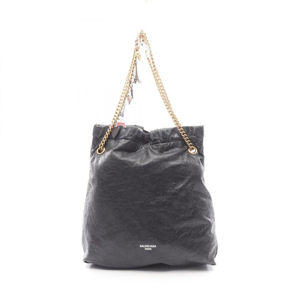 Balenciaga Crush Tote Bag/Handbag with Souvenir Charm, Leather, Women's, Blac... - Picture 1 of 7
